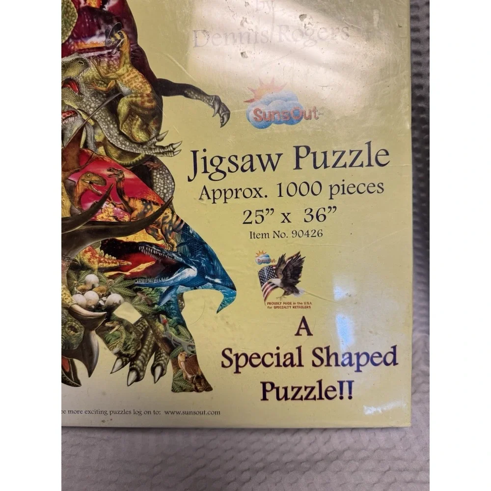 SunsOut Puzzle 1000 Pieces Shaped T-Rex Attack New Factory Sealed  25 x 26 inch